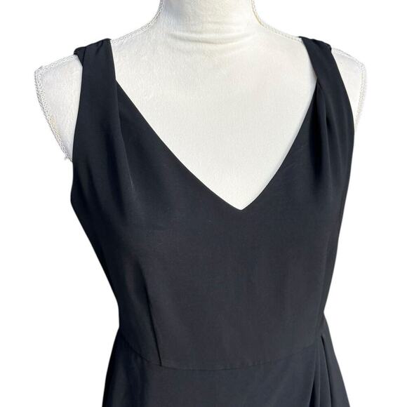 Lafayette 148 Petite Black Pleated Ruffle Crossed Shoulder Sleeveless Dress - 4P - Picture 5 of 10
